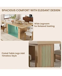 gaomon Dining Table with Storage, Wood Kitchen Table with Thickened Tabletop and Fluted Legs, Dinner Tables for Kitchen Dining Room