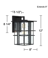 Possini Euro Design Arley Modern Outdoor Wall Light Fixture Black Geometric Frame Seedy Glass for Post Exterior Barn Deck House Porch Yard Patio