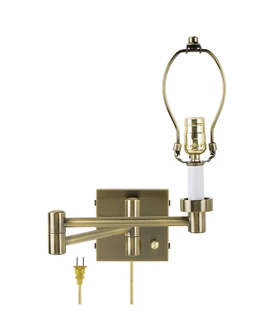 Barnes and Ivy Modern Swing Arm Wall Lamp Base Dark Antique Brass Plug-In Light Fixture for Bedroom Bedside Living Room Reading