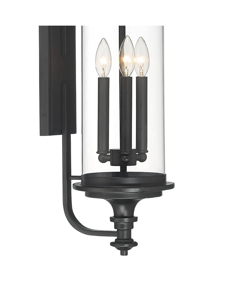 Possini Euro Design Medici Modern Outdoor Wall Light Fixture Clear Glass for Post Exterior Barn Deck House Porch Yard Patio Home Outside