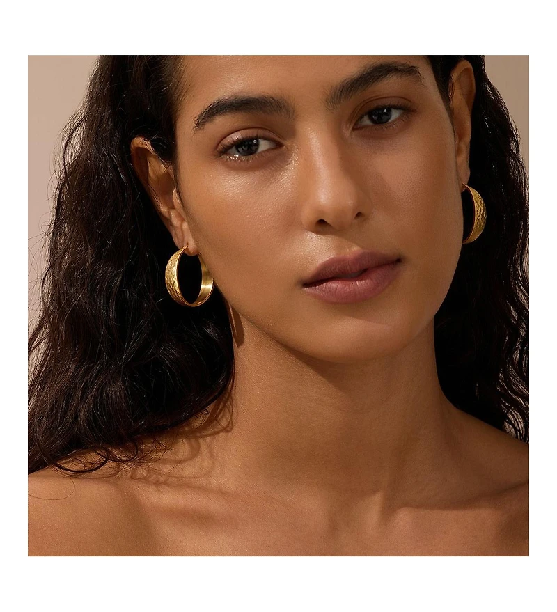 Satya Jewelry Shine Bright Hammered Hoop Earrings