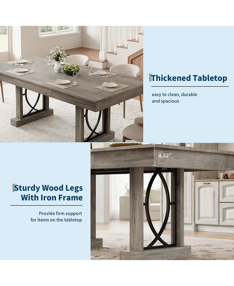 gaomon 71-Inch Large Wooden Kitchen Table with 2 Drawers- Dining Table for 6-8- Modern Homes