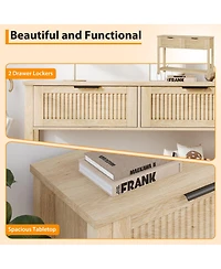 gaomon 43" Farmhouse Wooden Entryway Console Table with 2 Drawers and 2-Tier Storage