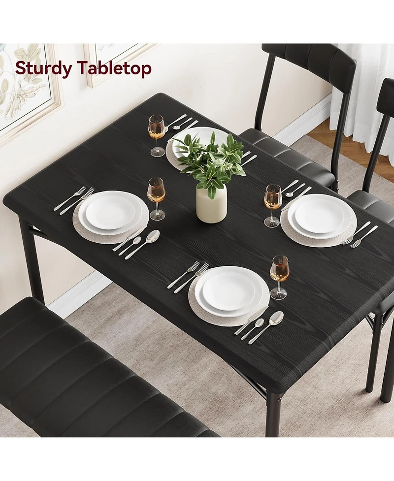 gaomon 4-Person Dining Set with Upholstered Bench and 2 Chairs
