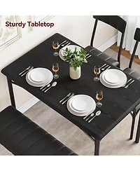 gaomon 4-Person Dining Set with Upholstered Bench and 2 Chairs