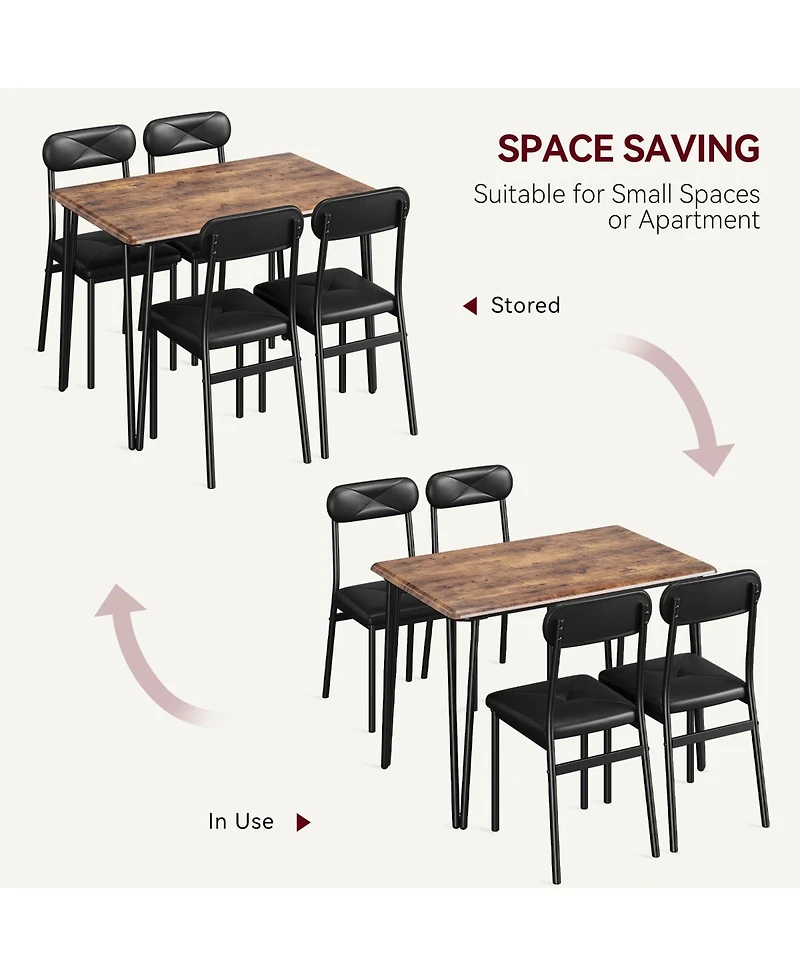 gaomon 4-Person Modern Dining Set with 4 Cushioned Chairs
