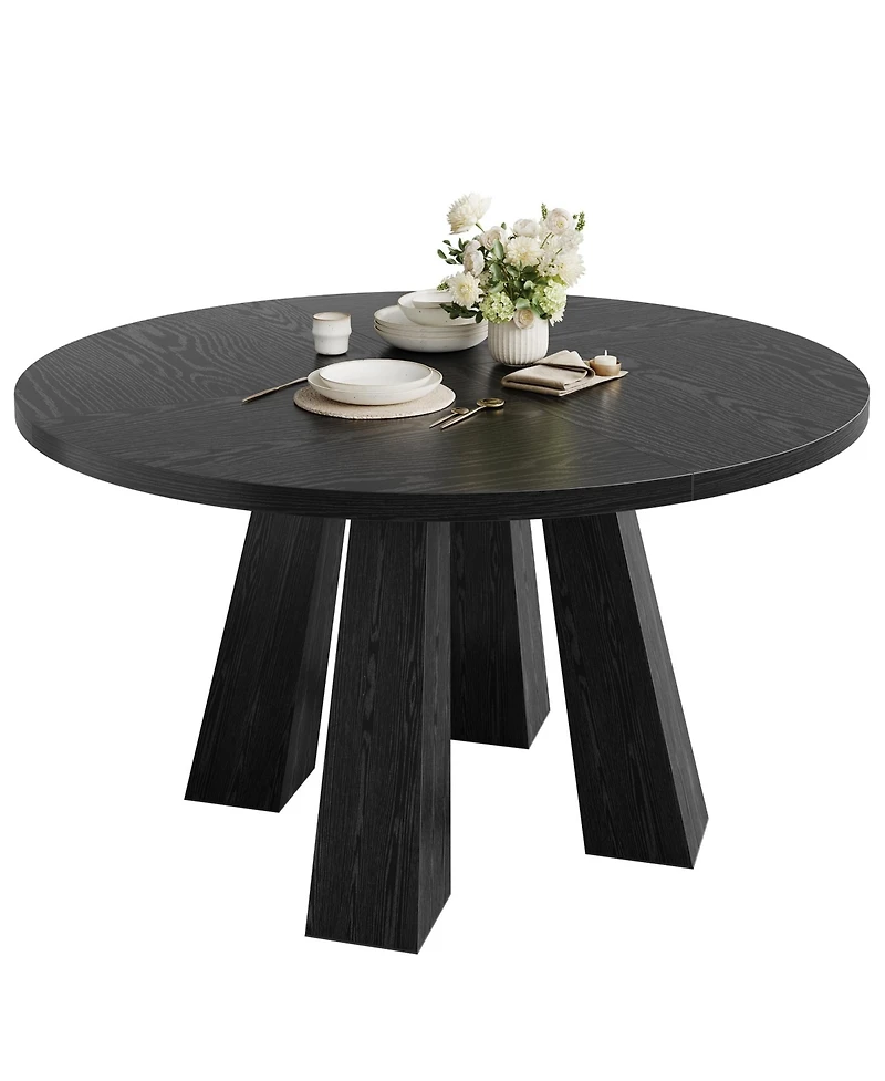gaomon 4-Person Round Farmhouse Dining Table with Pedestal