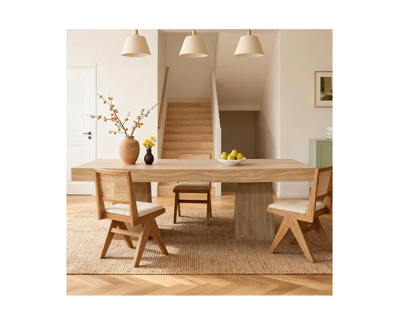 gaomon 4-Person Farmhouse Square Dining Table with Pedestal Base