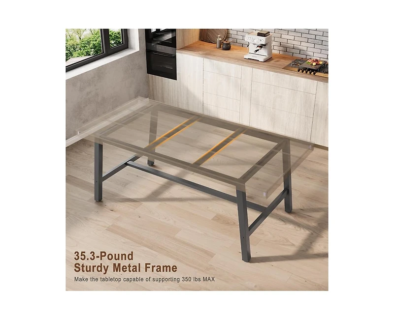 gaomon 6-8 Person Industrial Rectangular Wooden Dining Table