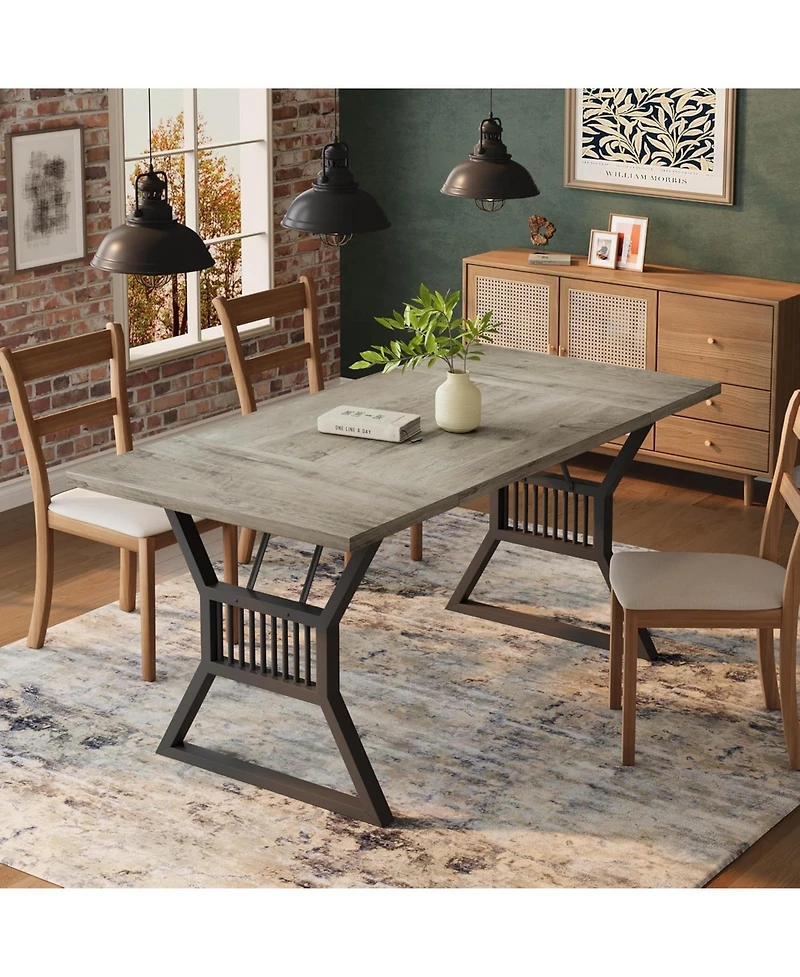 gaomon 4-6 Person Farmhouse Rectangular Wooden Dining Table