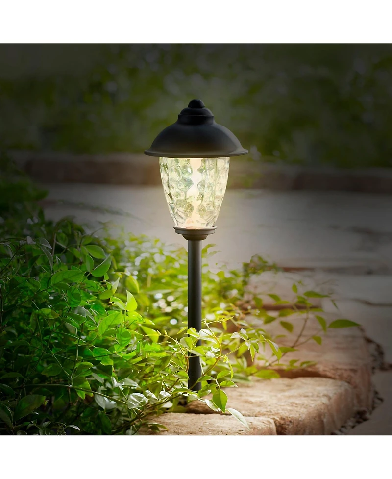 John Timberland Concord High Country Outdoor Landscape Path Lights Porch House Set of 2 Led Bulb Metal Clear Glass Shade