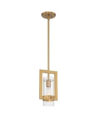 Possini Euro Design Camden Brass Mini Pendant Wide Modern Open Rectangle Clear Glass Fixture for Dining Room Kitchen Island