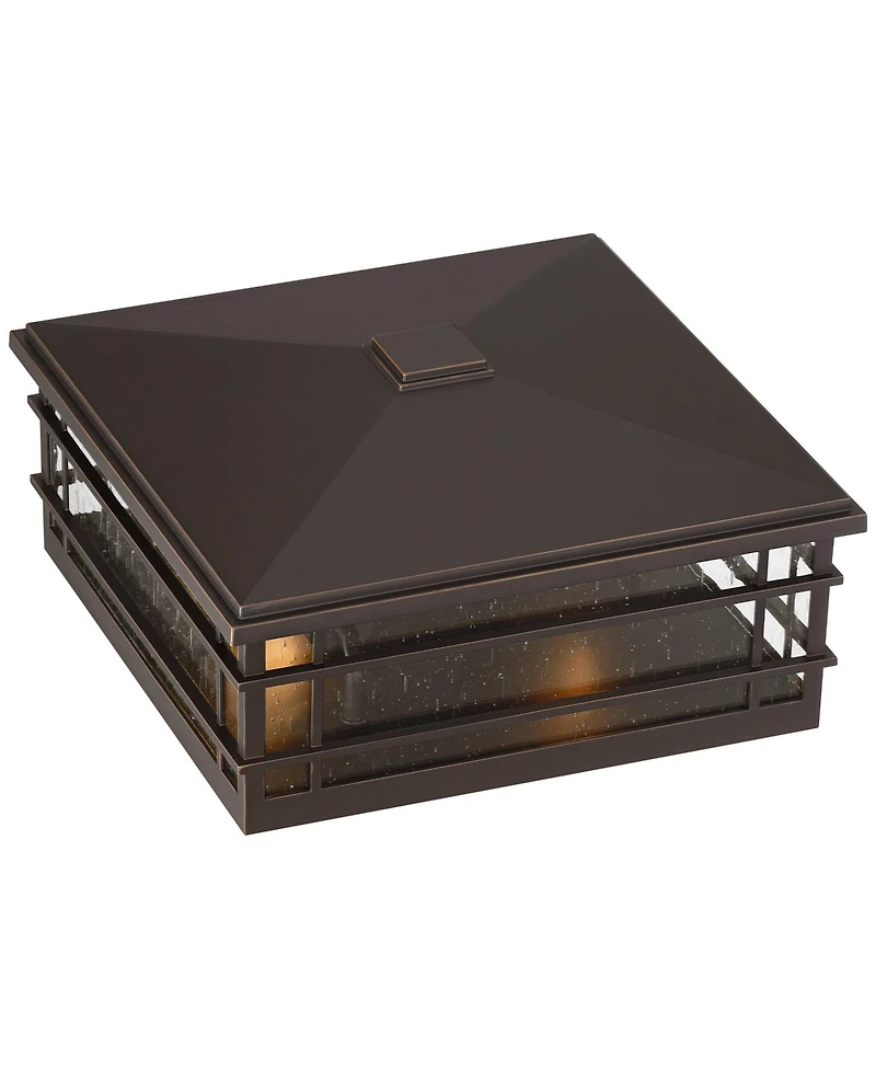 Kathy Ireland Sierra Craftsman High Farmhouse Rustic Outdoor Pier Mount Light Fixture Porch Weatherproof