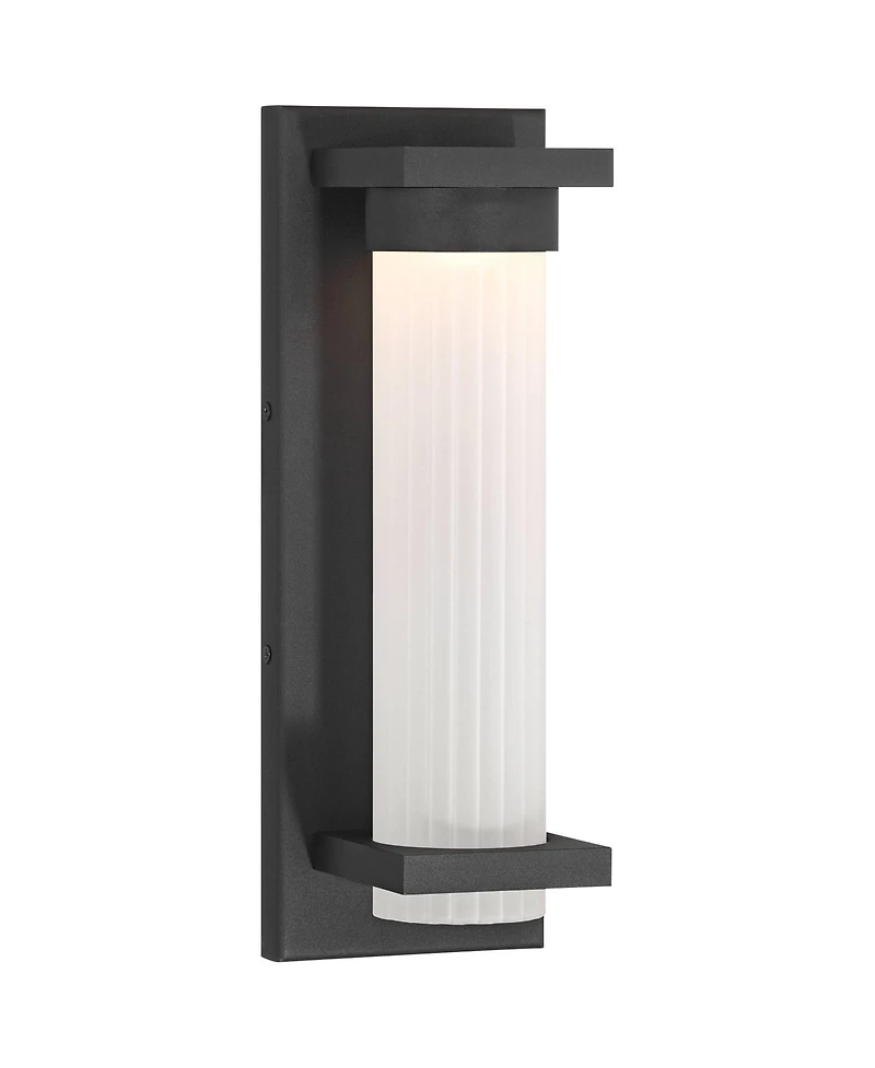 Possini Euro Design Kathleen High Modern Outdoor Wall Light Fixture Mount Porch House Led Bulb Sand Metal Glass Shade