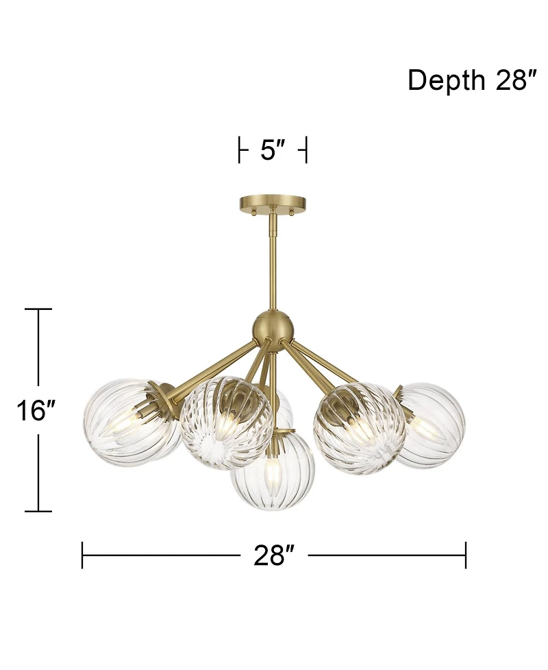 Possini Euro Design Halloran Brass Fluted Glass 8-Light Pendant Light