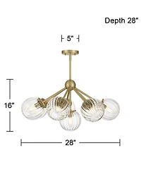 Possini Euro Design Halloran Brass Fluted Glass 8-Light Pendant Light