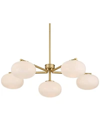 Possini Euro Design Damian Wide Antique Brass and Opal 6-Light Chandelier