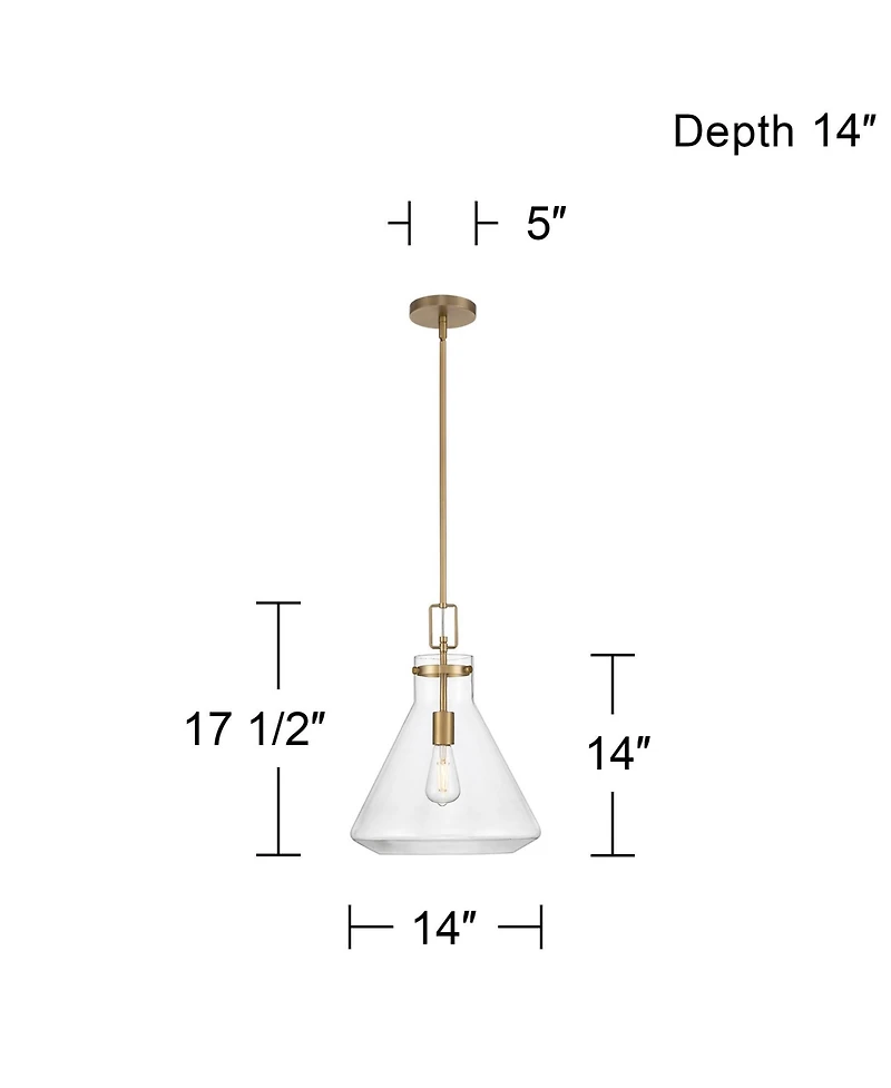 Possini Euro Design Tanit Wide Aged Brass and Glass Pendant Light