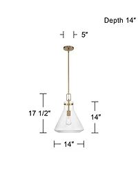 Possini Euro Design Tanit Wide Aged Brass and Glass Pendant Light