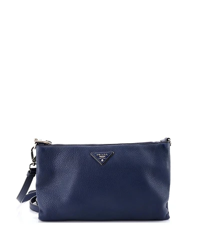 Pre-Owned Prada Mini Flat Zip Crossbody Bag Vitello Daino