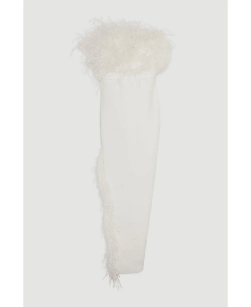 Karen Millen Women's Feather Detail Bandeau Knit Midi Dress