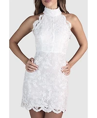 Coast Women's High Neck Mesh Mini Wedding Dress