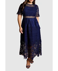 Coast Women's Short Sleeve Lace Midi Dress