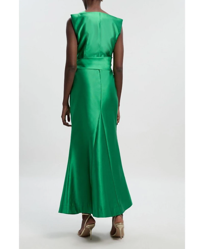 Karen Millen Women's Satin Twill Draped Maxi Dress