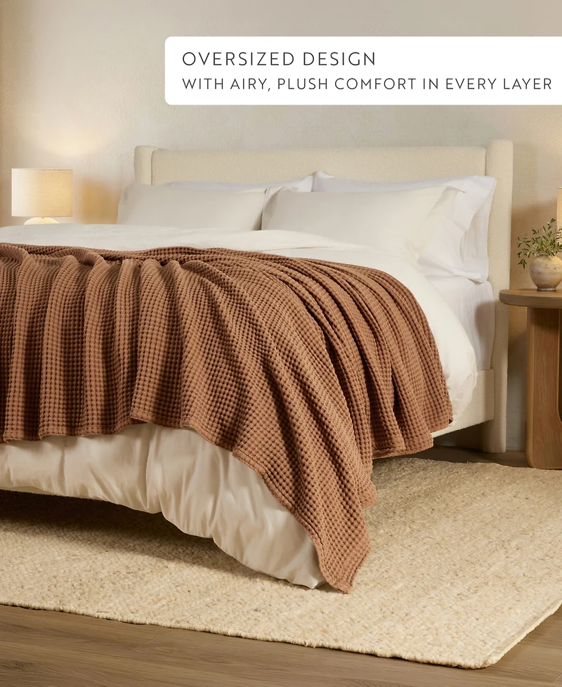 ienjoy Home Waffle Weave Cotton Blanket, Twin/Twin Xl