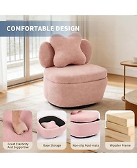 gaomon Teddy Velvet Swivel Accent Chair with Storage,360 Rotating Barrel Chair with Star Pillow,Upholstered Comfy Single Sofa Chair for Living Room