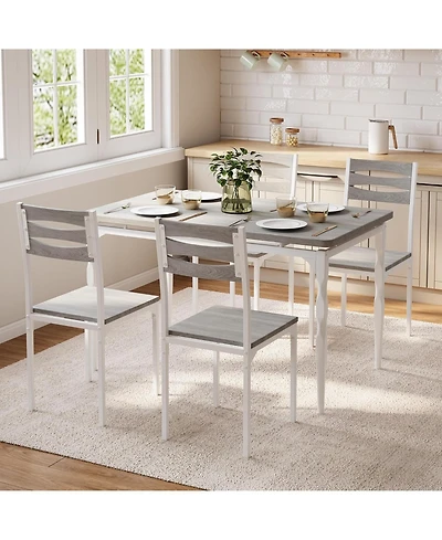 gaomon 5 Piece Dining Table Set, Industrial Style Dining Table and Chairs Set for 4, Kitchen Table Set for Dining Room