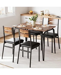 gaomon Dining Table Set for 4, Kitchen Table and Chairs for 4 ,Wood Modern Rectangle Dinner Table With Upholstered Seat