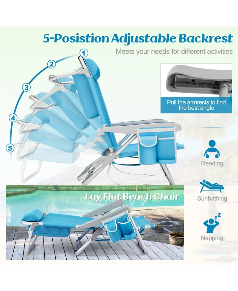 Gouun 5-Position Backpack Beach Chair Set of 2 with Aluminum Frame