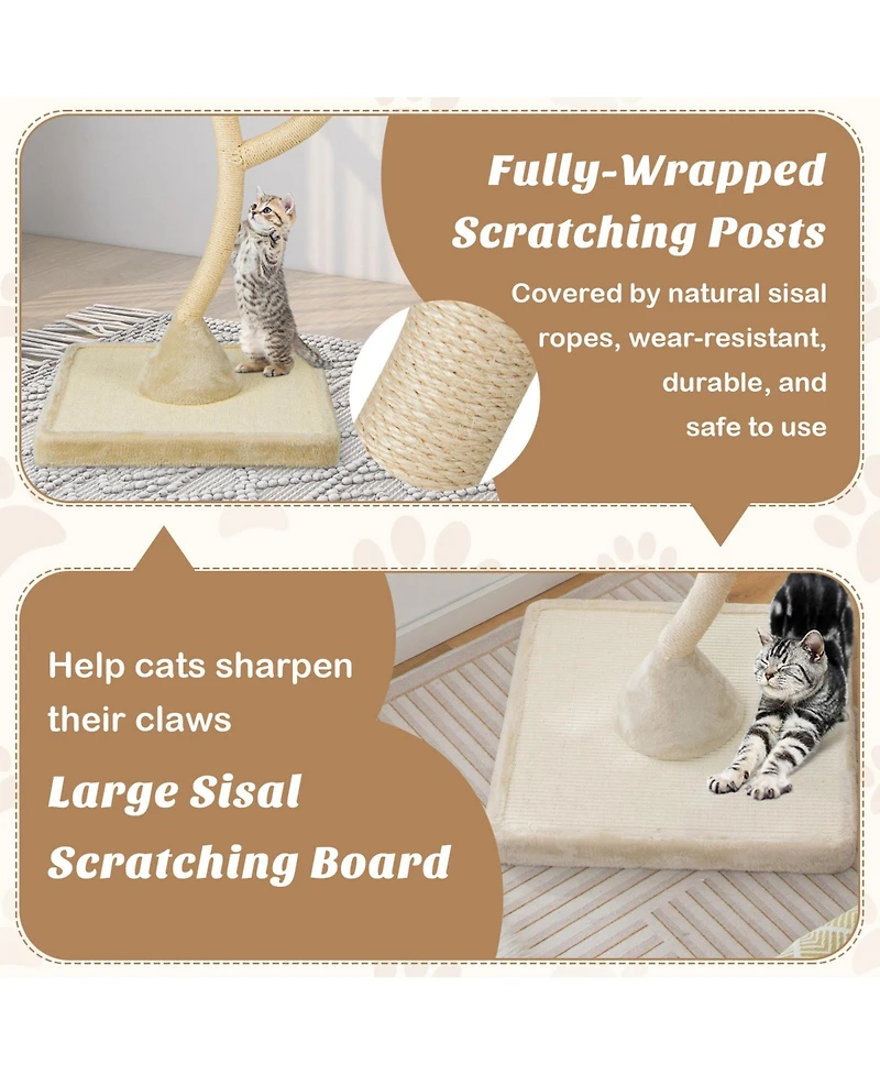 Cozito Cat Tree 70 in 4-Layer Tower with 3 Perches Dangling Balls