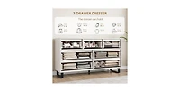 gaomon 7 Dresser for Bedroom, Wide Dresser, Freestanding Horizontal Drawer with Storage