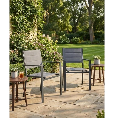 gaomon 2-Piece Stacking Dining Chairs- Lightweight Aluminum Textile Fabric for Patio Deck Bistro
