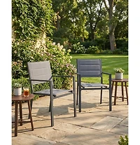 gaomon 2-Piece Stacking Dining Chairs- Lightweight Aluminum Textile Fabric for Patio Deck Bistro