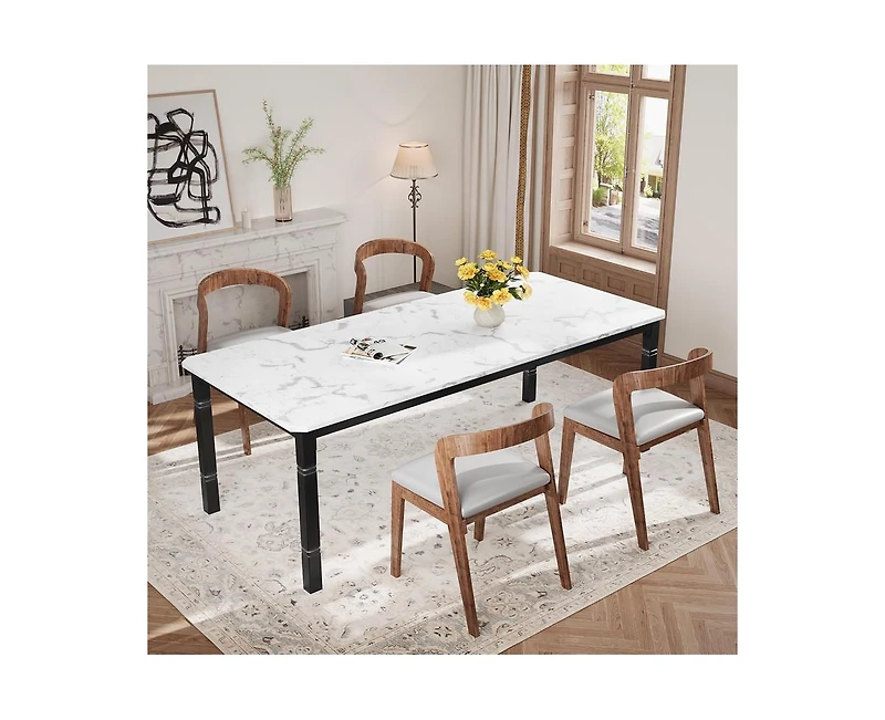gaomon Industrial 6-8 Person Dining Table with Metal Legs (No Chairs)