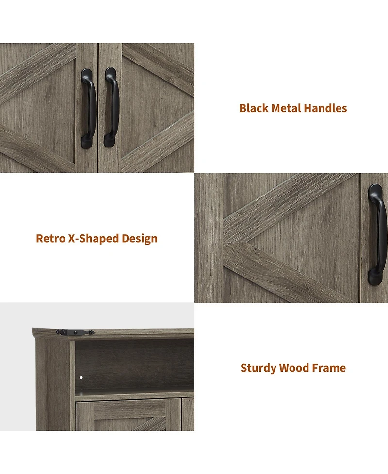 Homfan Farmhouse Wall Cabinet with Barn Doors and Adjustable Shelf, 25 Wide Bathroom Storage Organizer for Bath, Laundry Entryway