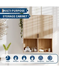 homfan Fluted Bathroom Wall Cabinet with Adjustable Shelf and Soft Close Hinges, Over Toilet Storage Organizer for Bathroom Spaces