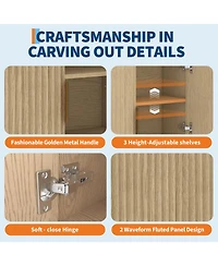 homfan Farmhouse Wall Cabinet with Barn Doors, Adjustable Shelf and Drawer, 25 x 23 x 8 in Storage Organizer for Bath and Laundry