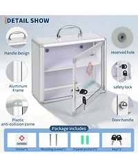homfan Lockable Medicine Cabinet with Clear Door and Handle, Wall Mount or Carry Storage Box for Bathroom and Home Use