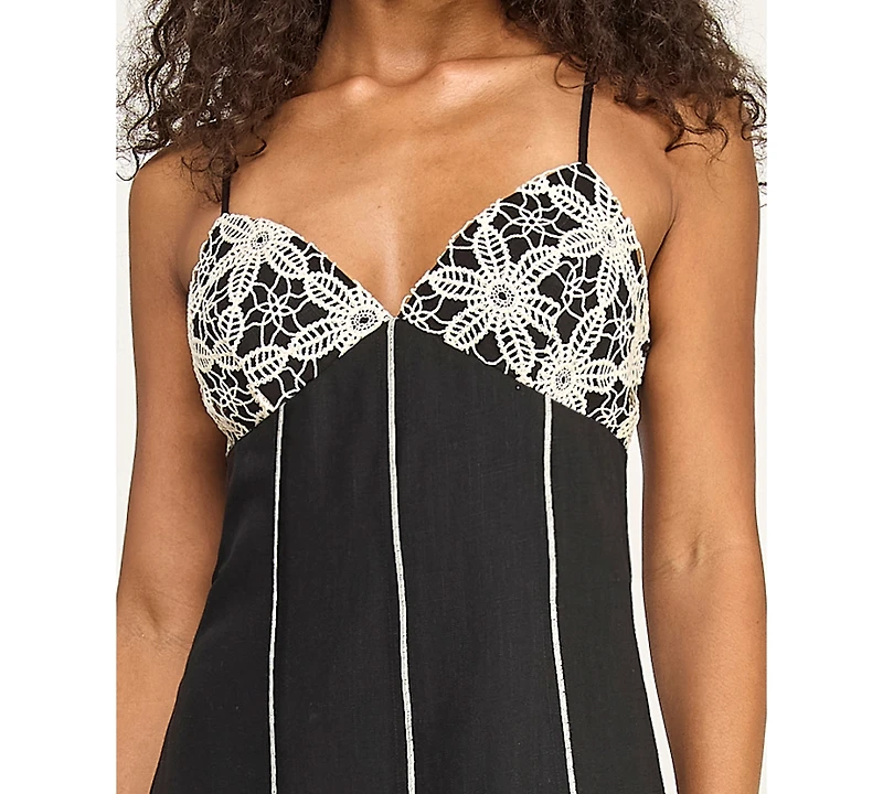 Seni & Cade Juniors' Crochet Trim Midi Dress