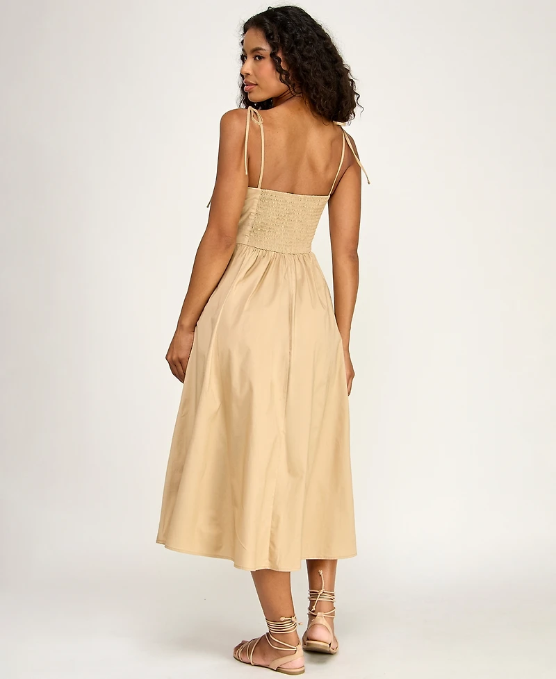 Seni & Cade Juniors' Tie Shoulder Twisted Front Midi Dress