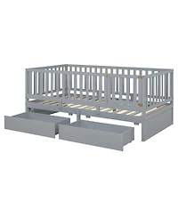 Streamdale Furniture Twin Wood Daybed w/ Drawers and Fence Rails