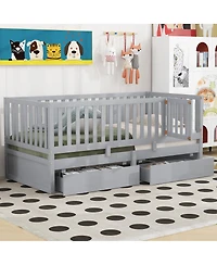 Streamdale Furniture Twin Wood Daybed w/ Drawers and Fence Rails