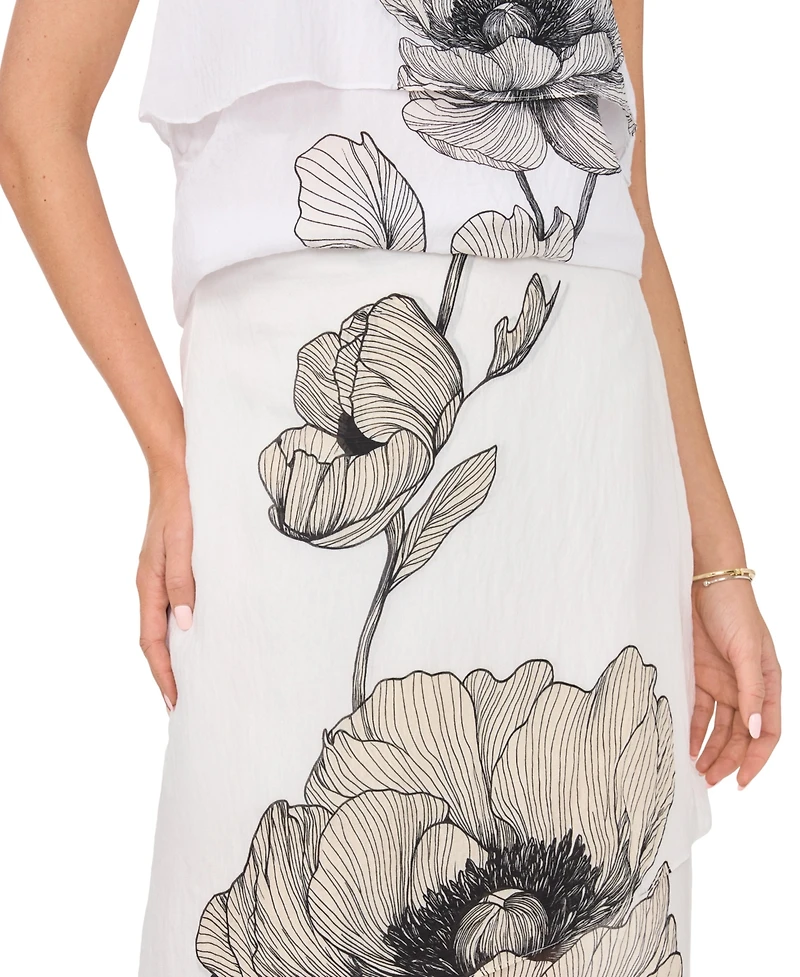 Vince Camuto Women's Printed Layered Maxi Skirt