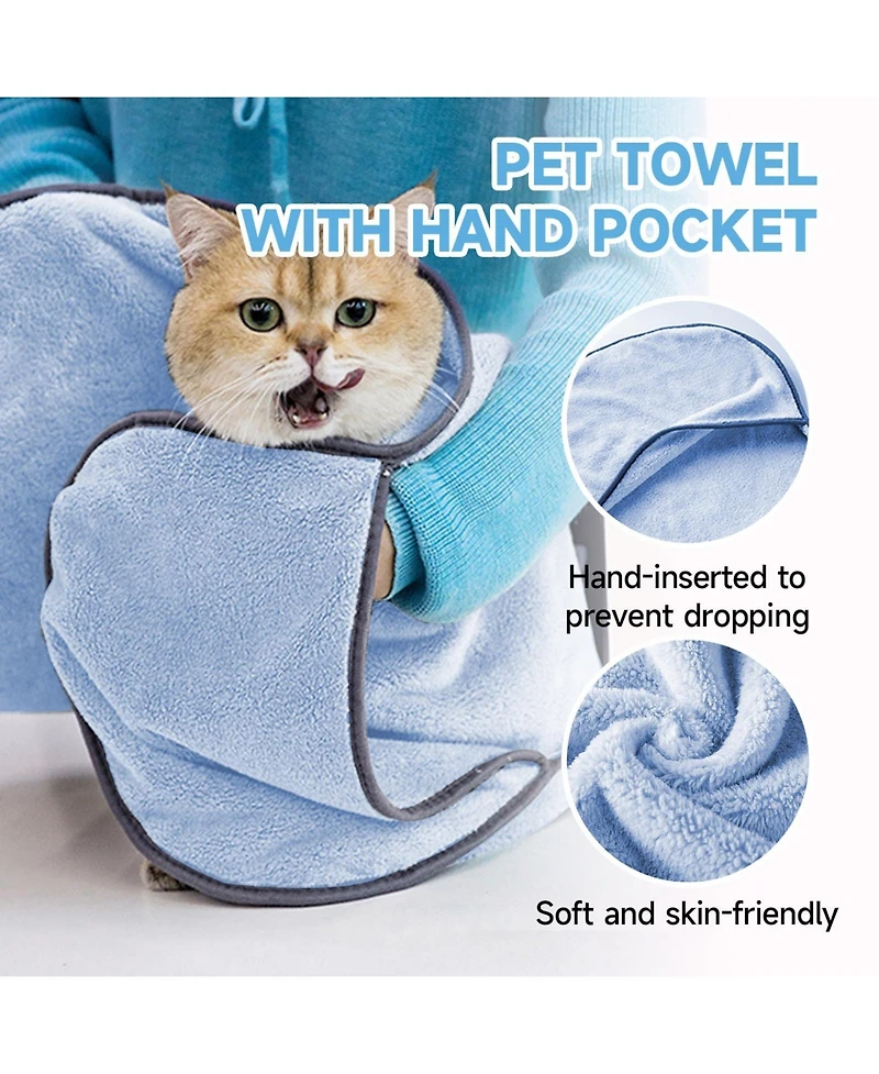Aronkl 2 Piece Pet Bathing Kit with Washing Gloves and Quick Drying Towel