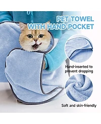 Aronkl 2 Piece Pet Bathing Kit with Washing Gloves and Quick Drying Towel