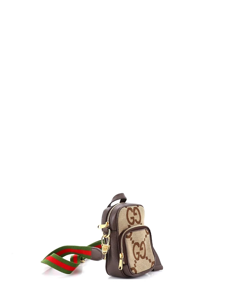 Pre-Owned Gucci Mini Front Pocket Web Crossbody Bag Jumbo Gg Canva